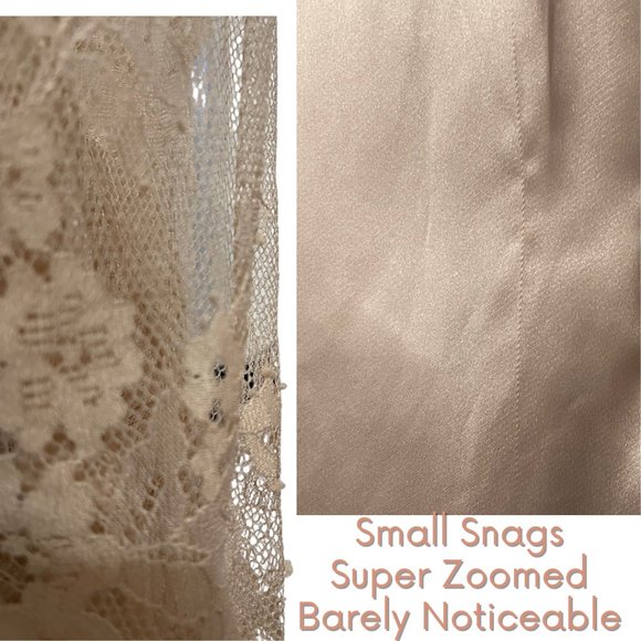 E.SSSUE Satin & Lace Spaghetti Strap Slip Dress, Champagne Tan, Size S - Picture 3 of 4